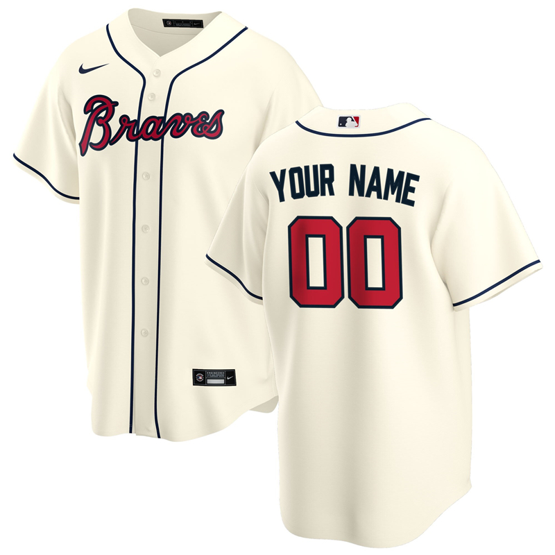 2020 MLB Men Atlanta Braves Nike Cream Alternate 2020 Replica Custom Jersey 1->atlanta braves->MLB Jersey